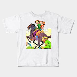 Western Horse Cowboy Confrontation Retro Bill Comic Kids T-Shirt